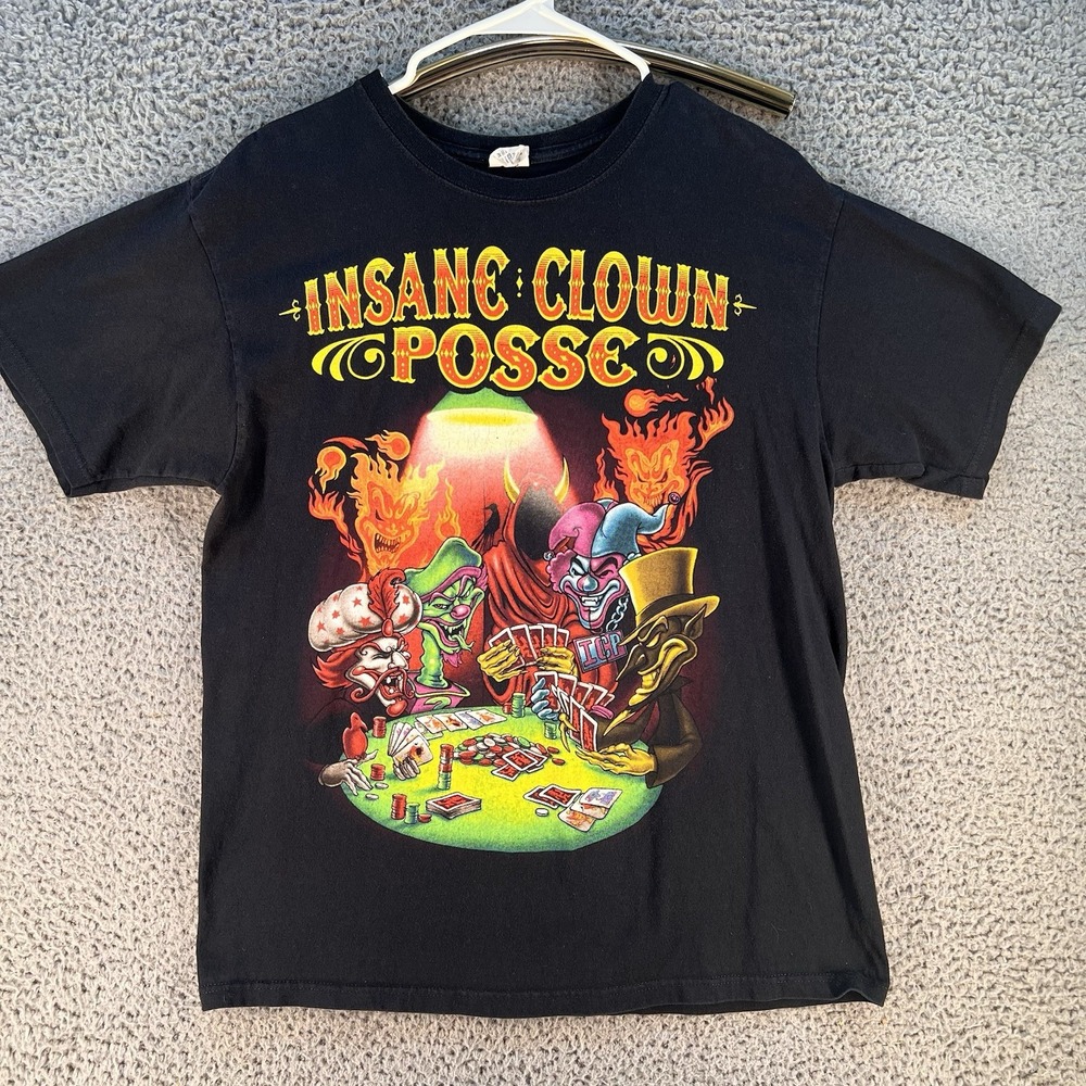 Insane Clown Posse ICP Shirt Large Joker Poker Double Sided 2010 Anvil Authentic